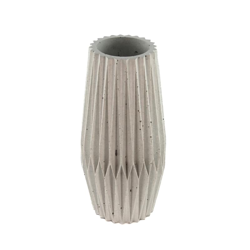 Concrete Origami flower vase in white color